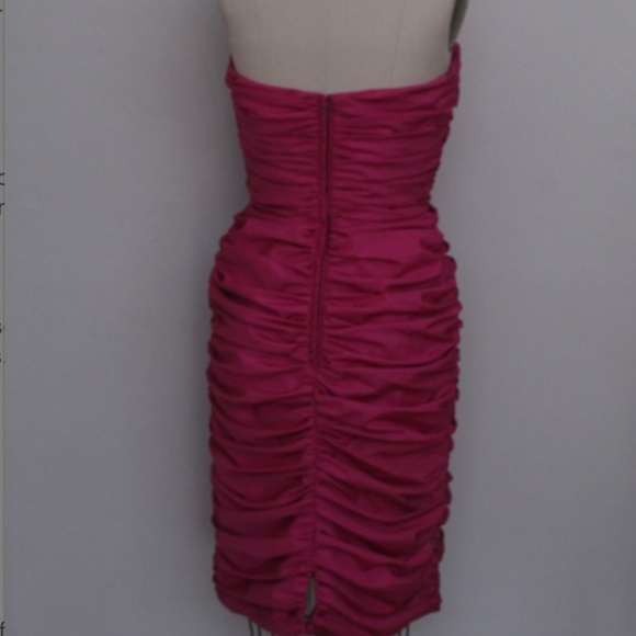 NWT 1980's Hot Pink Ruched Lilli Diamond Party Dress with Rosette - Picture 3 of 7